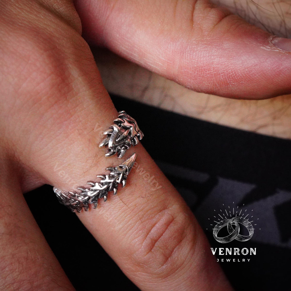 Viking Rune Ring - Ancient Viking Ring For Men - Nordic Runes Ring, Black Viking Norse Ring