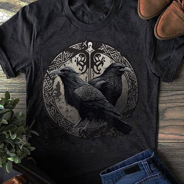 Viking Odin T-Shirt - Odin Ravens Viking T-Shirt: Scandinavian Norse Mythology Tee