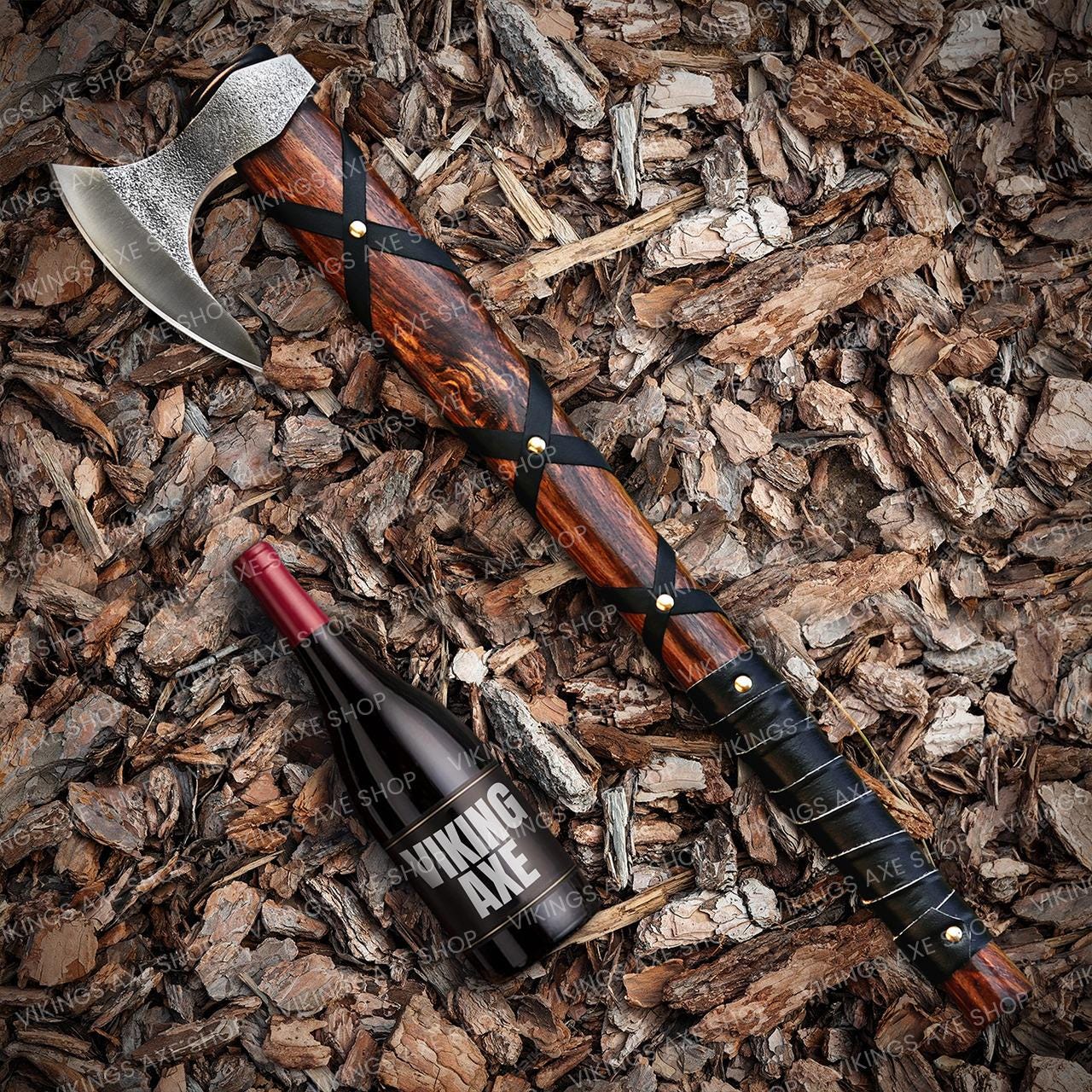 Viking Weapon Replica - Christmas Gift Norse VIKING AXE with Wood Shaft, High Carbon Steel Bearded