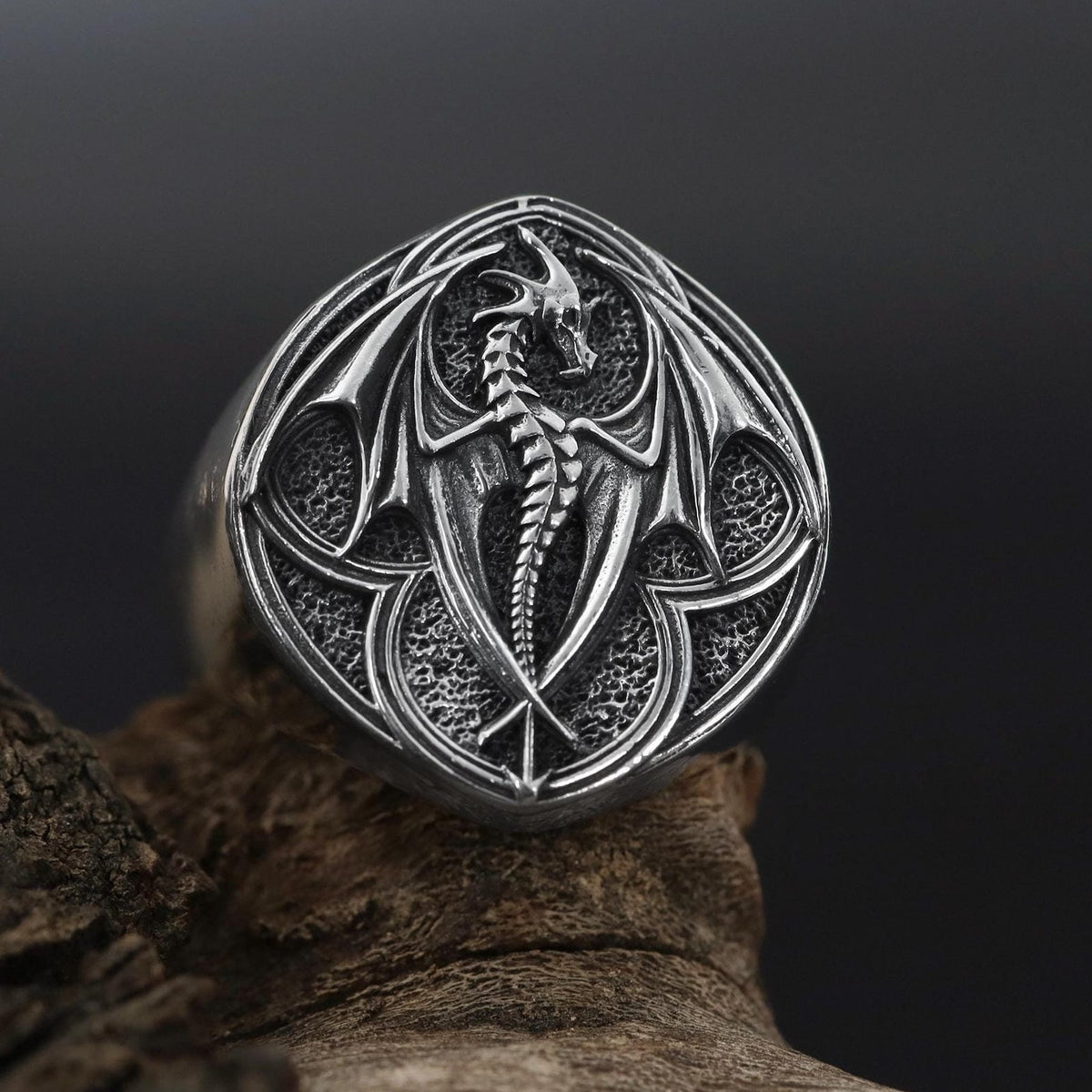 Viking Ring - Sterling Silver Dragon Ring, Adjustable Wrap Band, Gothic Mens Ring, Fantasy Jewelry