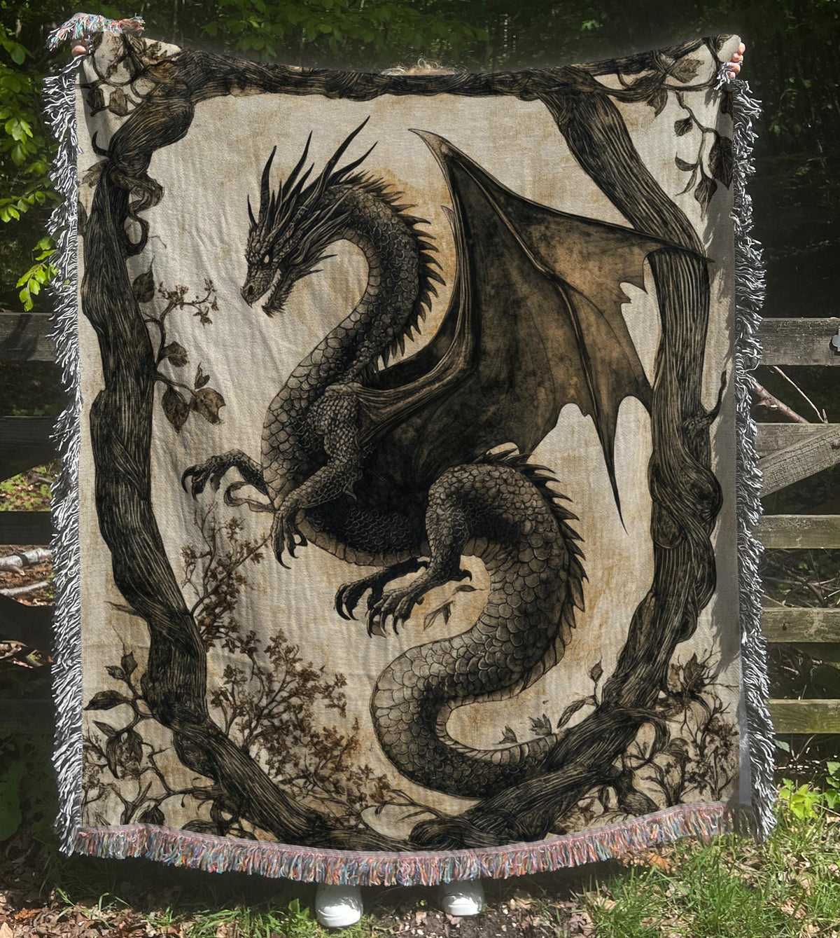 Viking Blanket - Scandinavian Aesthetic Viking Dragon Sherpa/Velvet Blanket - Unique Gift for