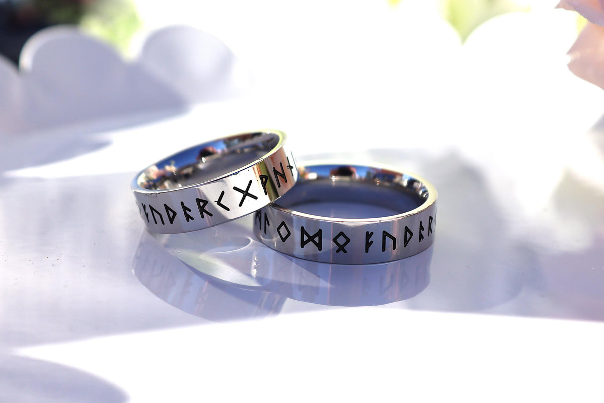 Viking Raven Ring with Runes