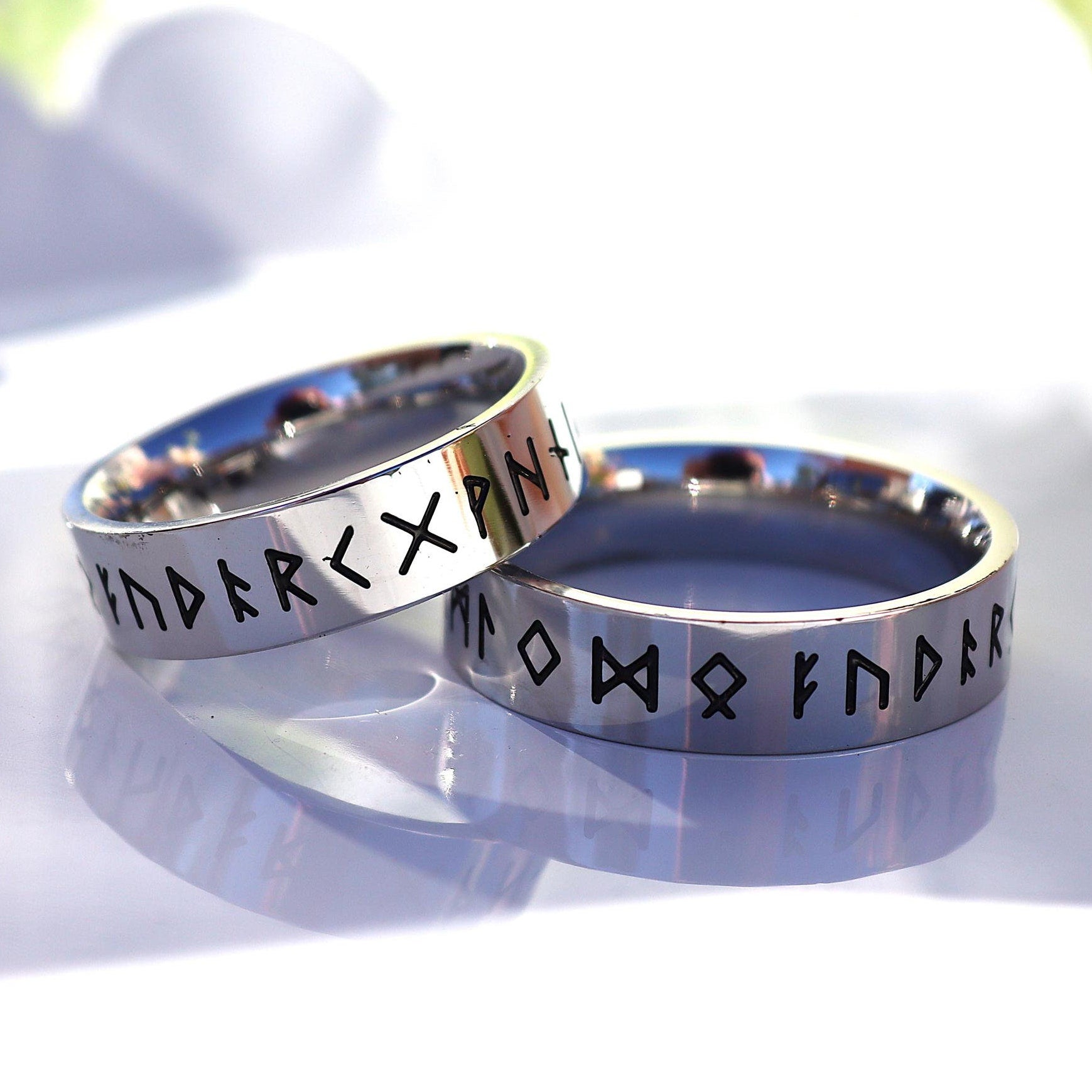 Viking Rune Ring - Viking Tree of Life Ring Mens Titanium Steel Celtic Knot Band Rustic Norse Rune