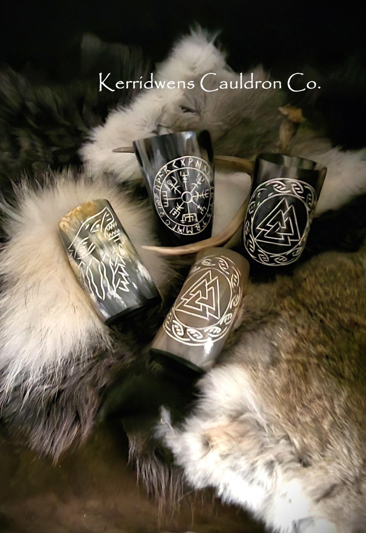 Viking Mug - Viking Gift Box - Horn Mug, Norse God Figurine, Ancient Style Utensils, Norse