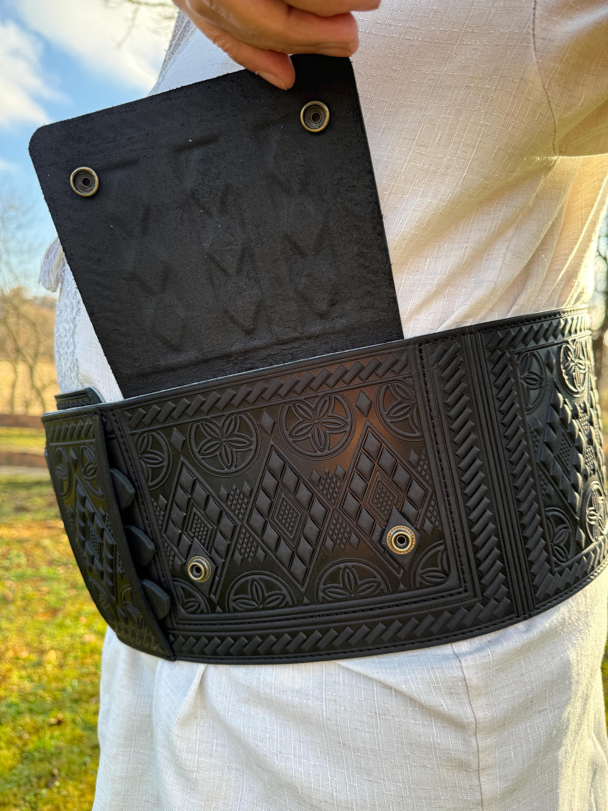 Viking Costume & LARP - Handmade Black Wide Leather Corset Belt, Viking Costume Belt