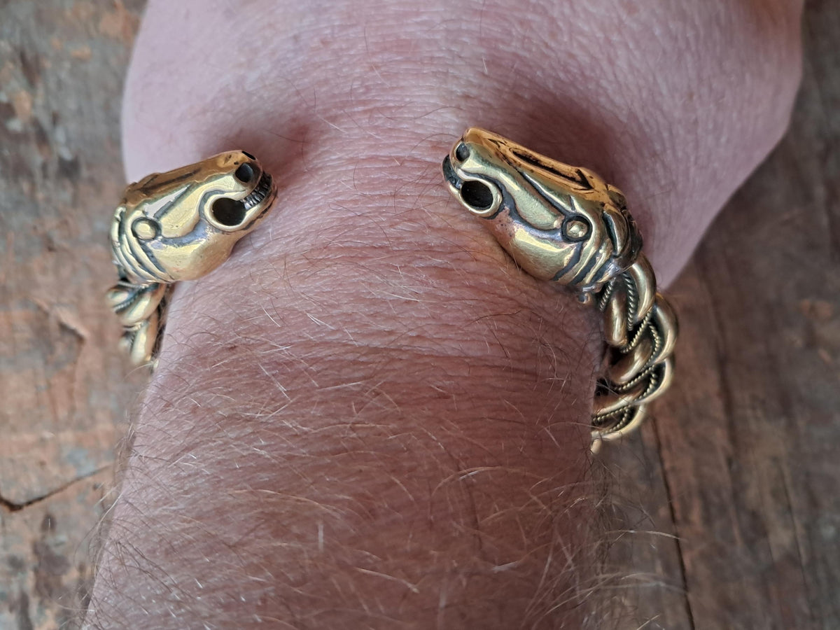 Viking Bracelet - Massive Viking Horse Head Gotland Hand-Woven Bracelet of Norse Warrior – Custom