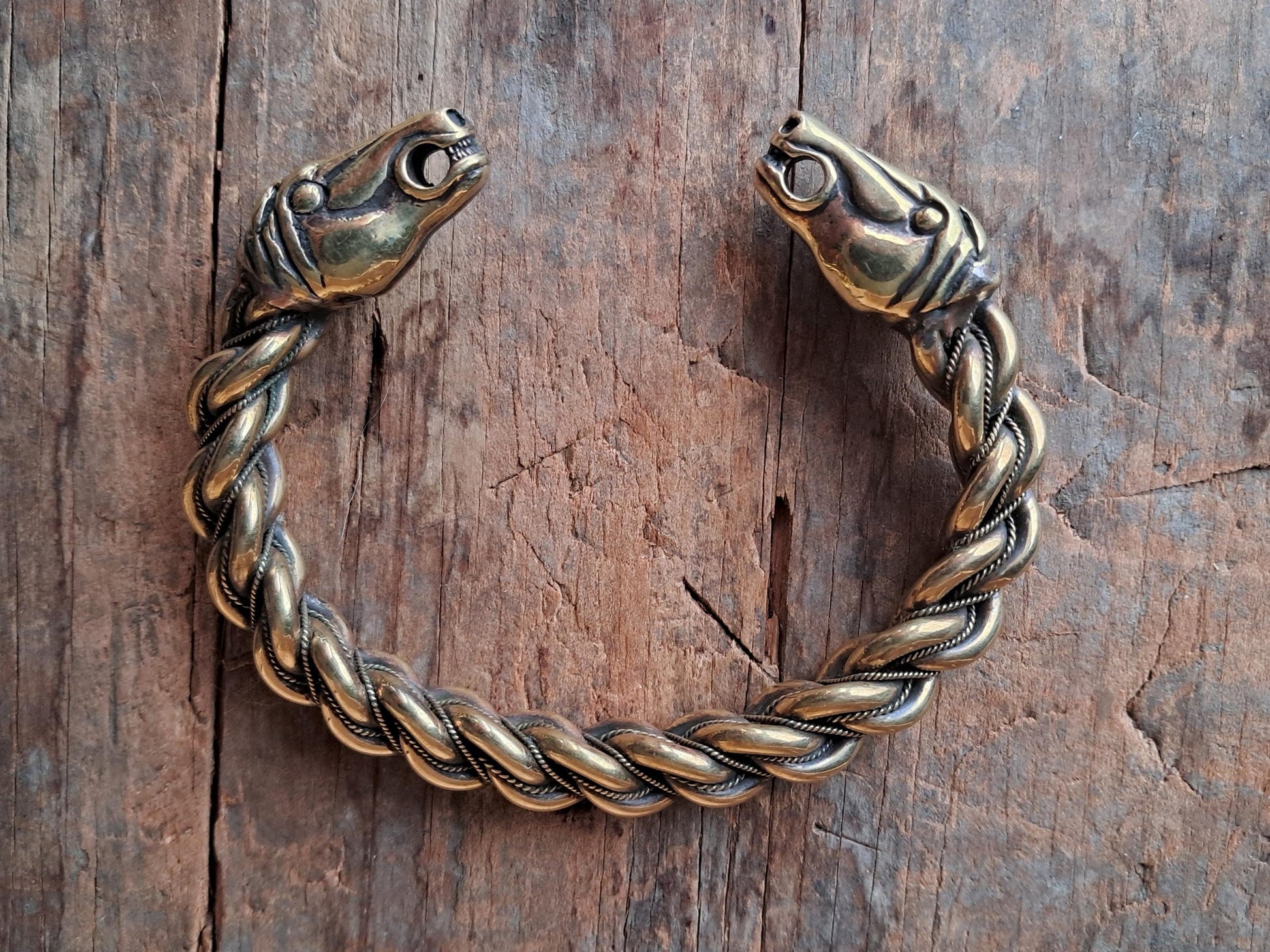 Viking Bracelet - Massive Viking Horse Head Gotland Hand-Woven Bracelet of Norse Warrior – Custom