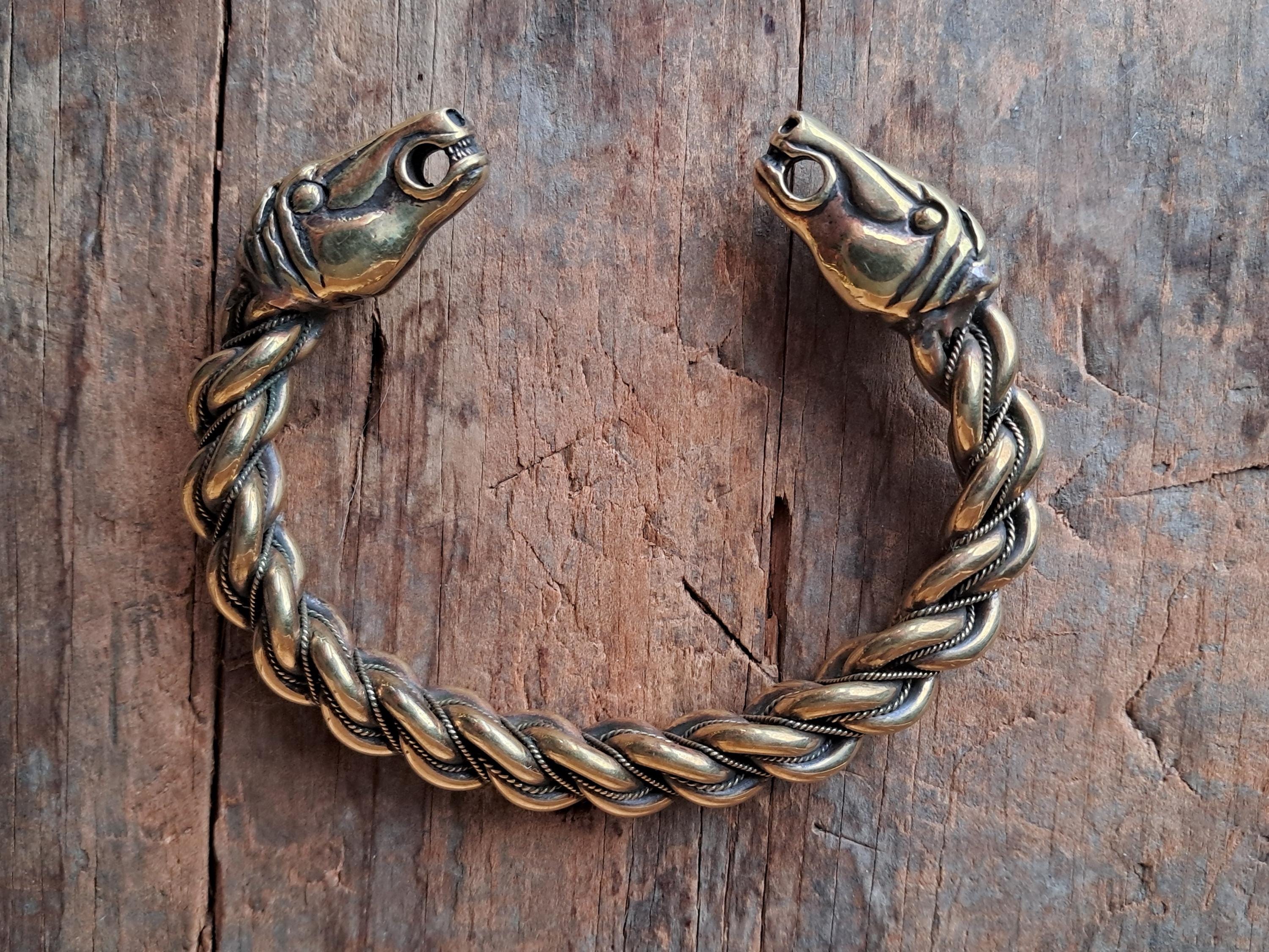 Viking Bracelet - Massive Viking Horse Head Gotland Hand-Woven Bracelet of Norse Warrior – Custom