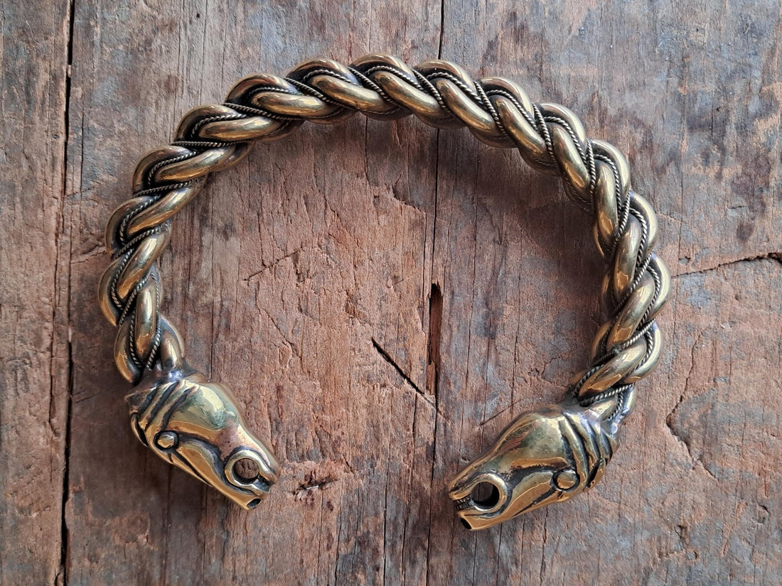 Viking Bracelet - Massive Viking Horse Head Gotland Hand-Woven Bracelet of Norse Warrior – Custom