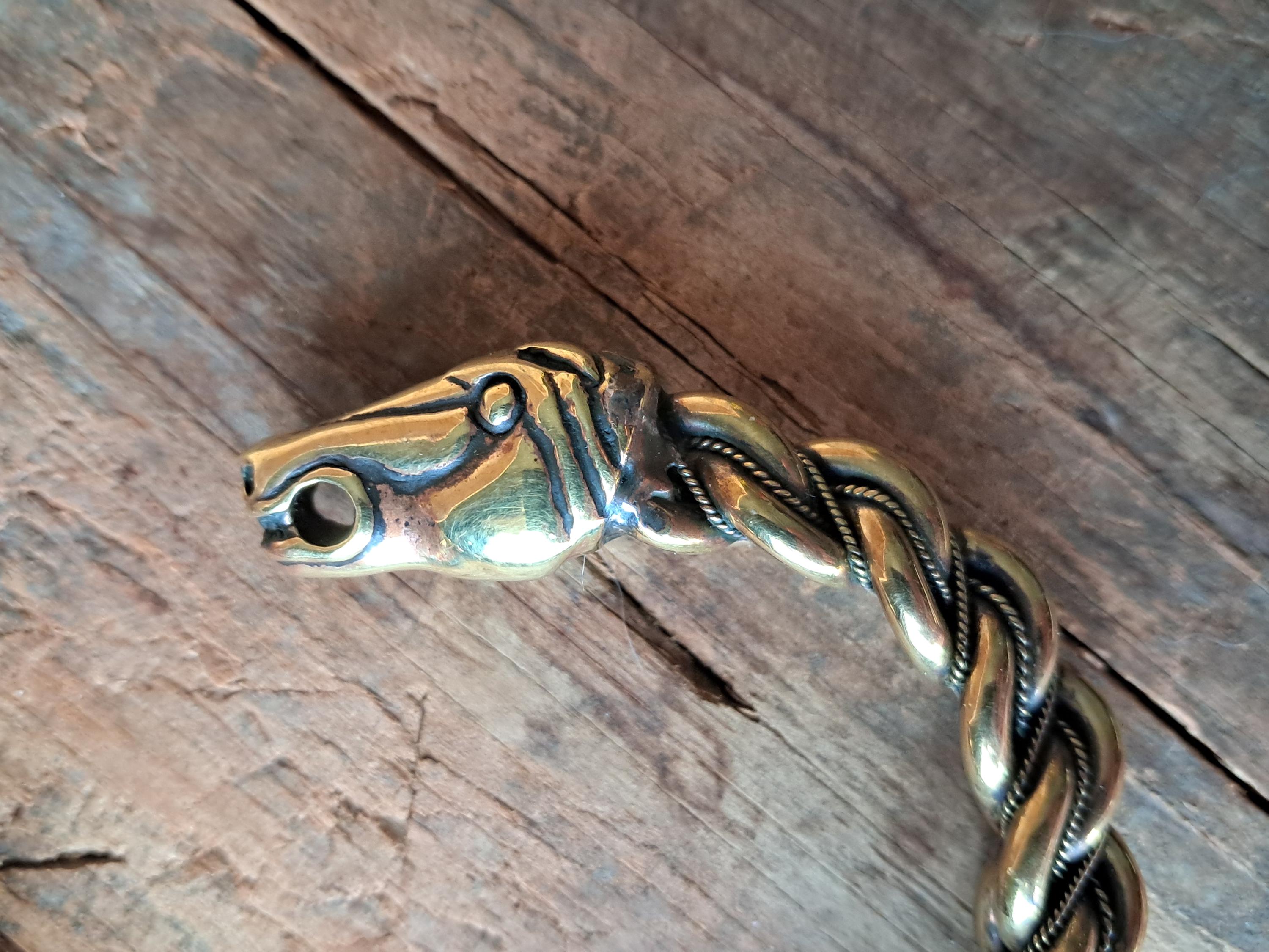 Viking Bracelet - Massive Viking Horse Head Gotland Hand-Woven Bracelet of Norse Warrior – Custom