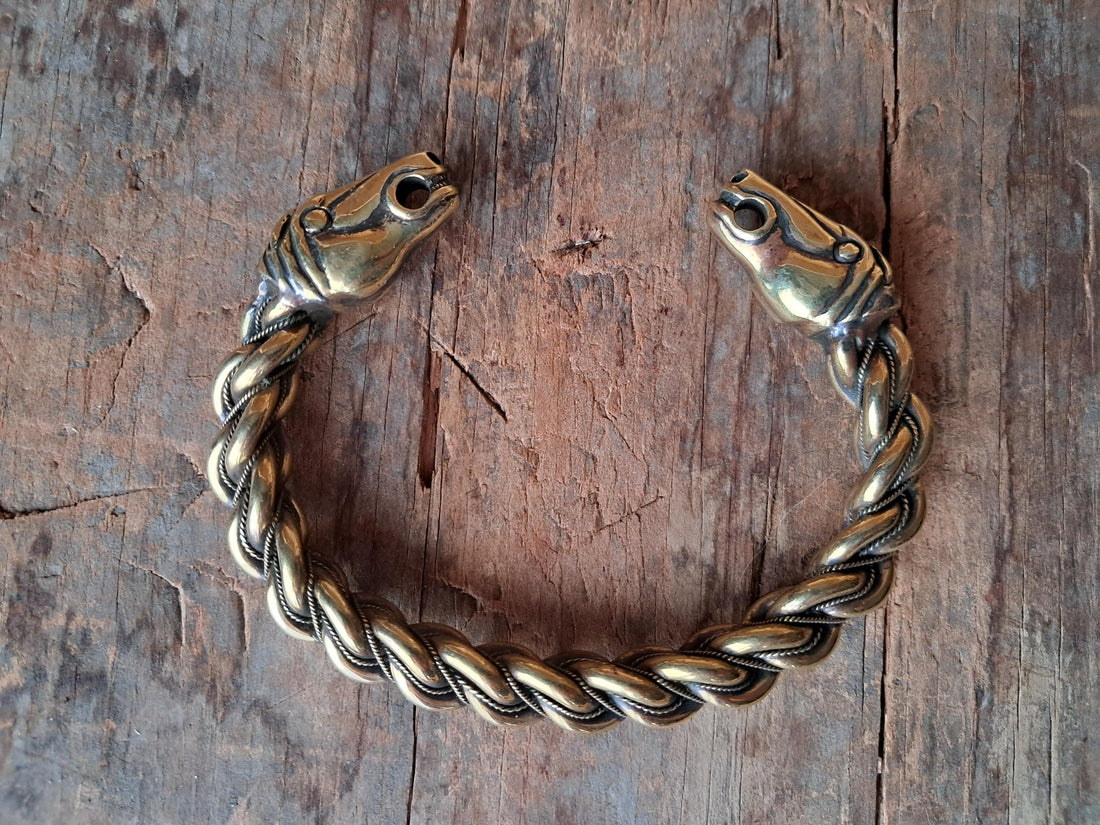 Viking Bracelet - Massive Viking Horse Head Gotland Hand-Woven Bracelet of Norse Warrior – Custom