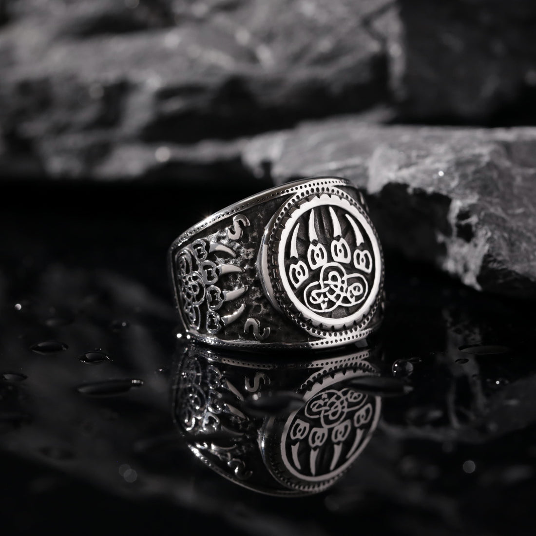Viking Rune Ring - Nordic Bear Claw Rune Ring - CelticKnot of Wild Courage - Viking Spirit Jewelry
