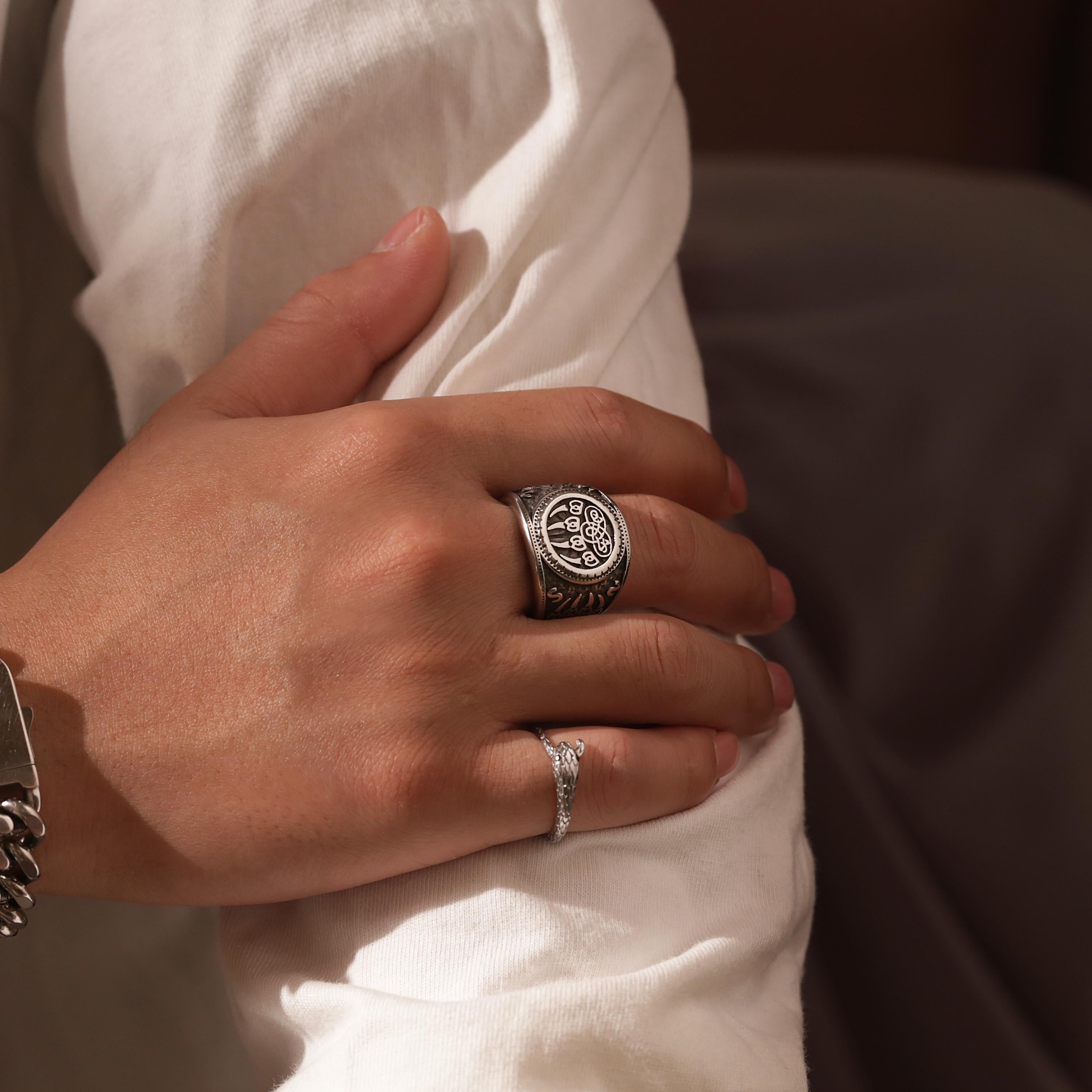 Viking Rune Ring - Nordic Bear Claw Rune Ring - CelticKnot of Wild Courage - Viking Spirit Jewelry