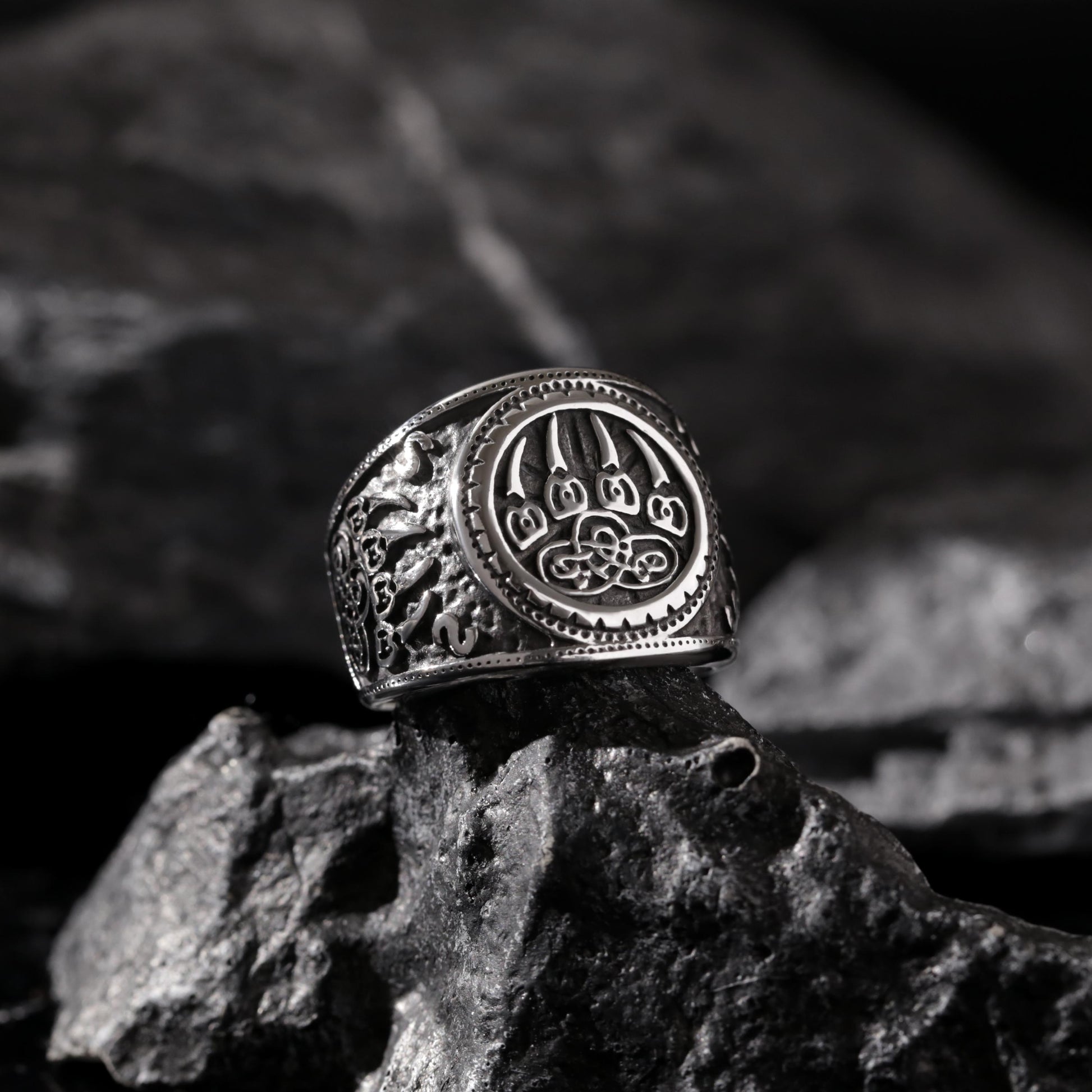Viking Rune Ring - Nordic Bear Claw Rune Ring - CelticKnot of Wild Courage - Viking Spirit Jewelry