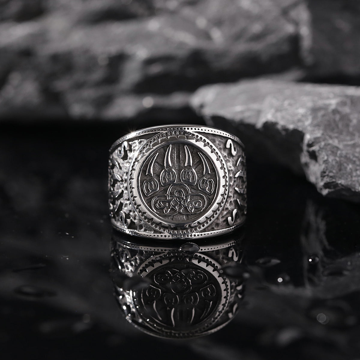 Viking Rune Ring - Nordic Bear Claw Rune Ring - CelticKnot of Wild Courage - Viking Spirit Jewelry