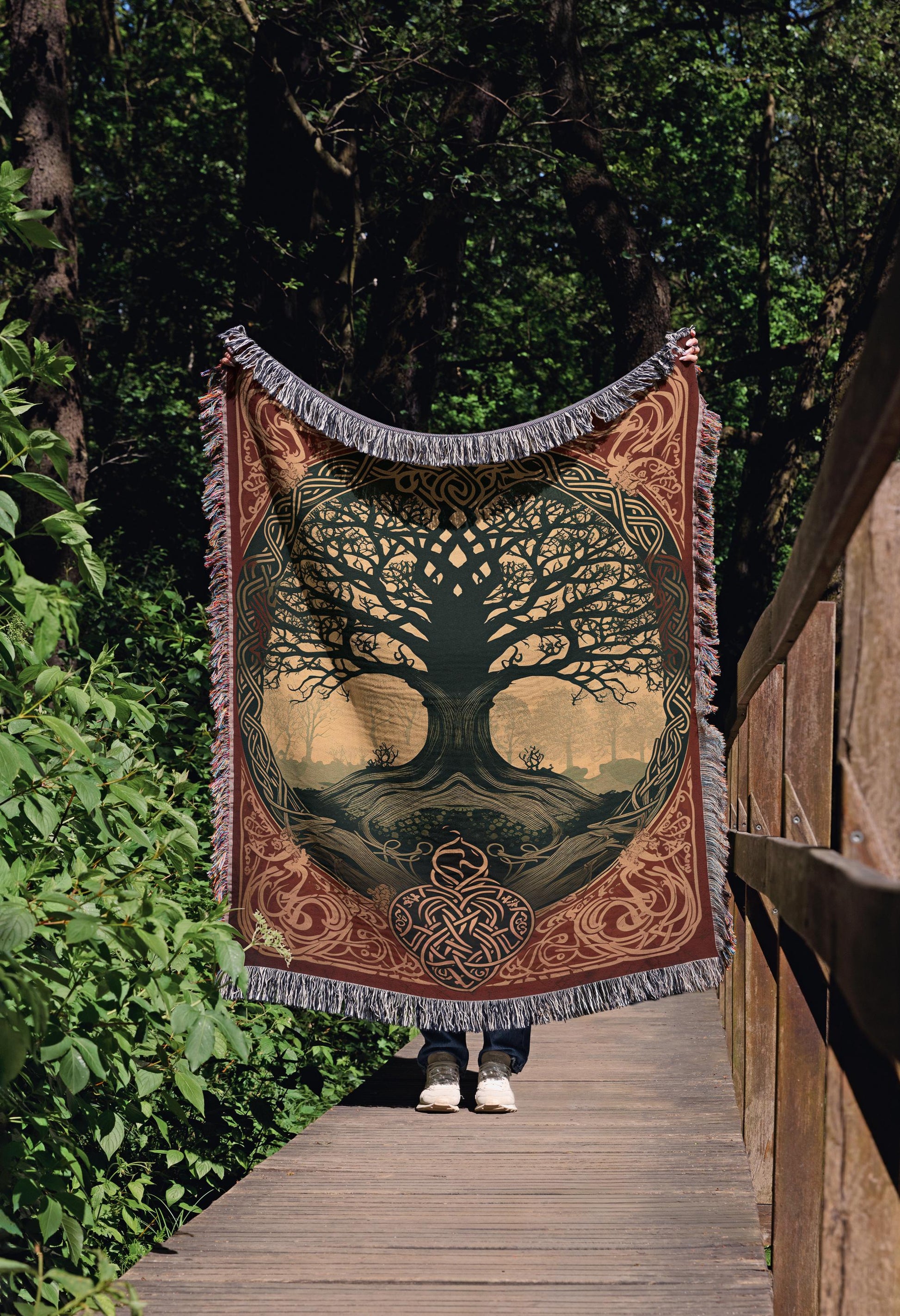 Viking Yggdrasil Tree of Life Rug - Yggdrasil Tree of Life Rug, Nordic Mythology Rug, Viking Runes