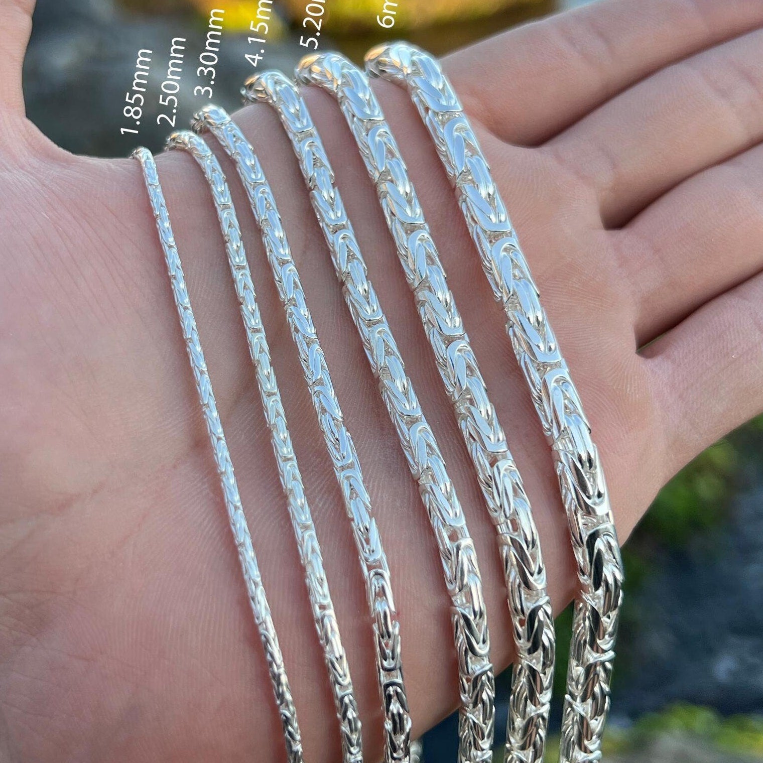 Viking Necklace - Oxidized Silver Square Byzantine Chain Necklace, 925 Sterling Silver Viking