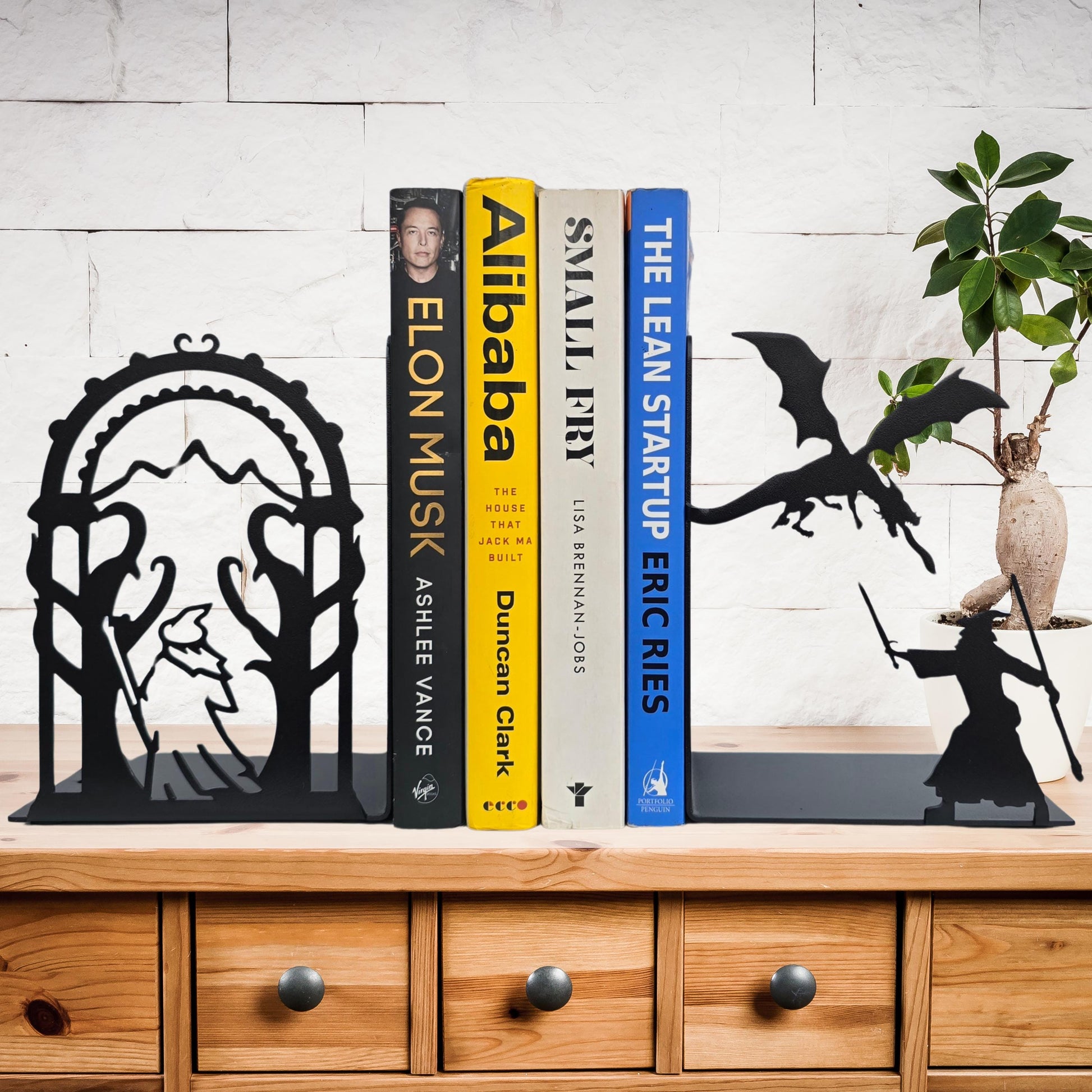 Viking Longship Home Decor - Viking Ship Bookends Set of 2, Norse Dragon Book Ends, Viking Longship