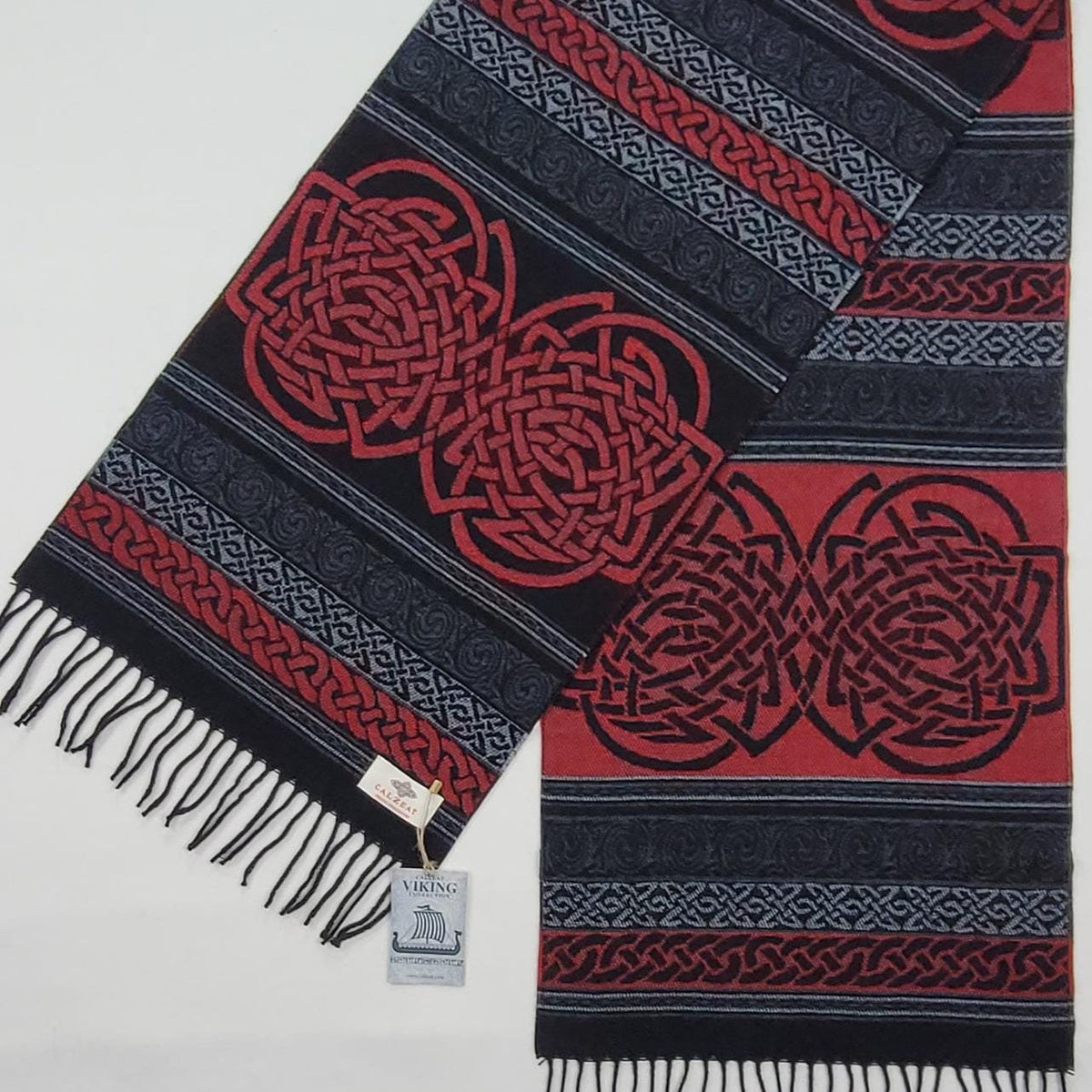 Viking Home Decor - Made in Scotland Jacquard Woven Viking Ship Serpent Scarf
