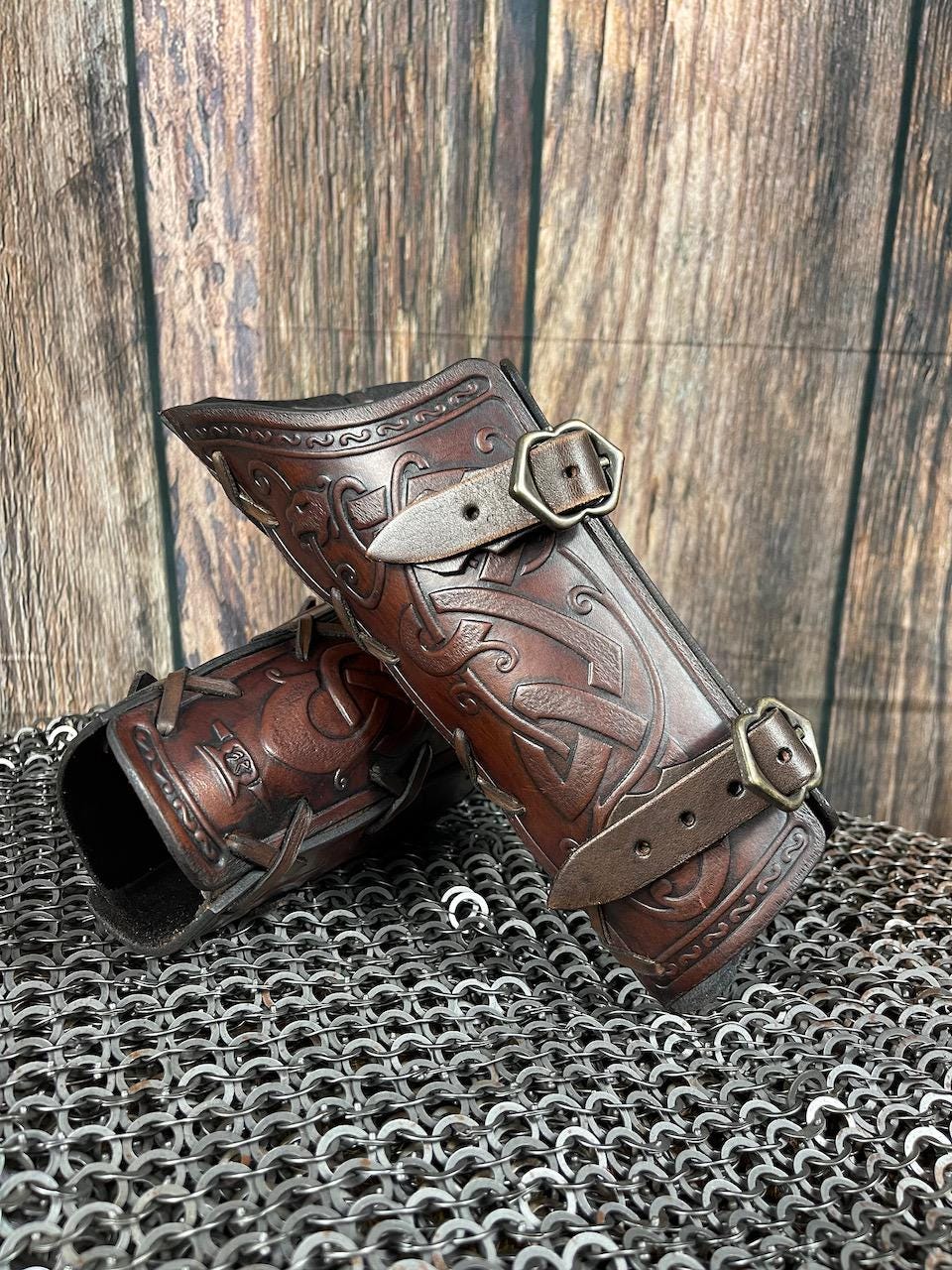 Viking Costume & LARP - Leather Viking Bracers: Ragnarok LARP Renfair Medieval Armor