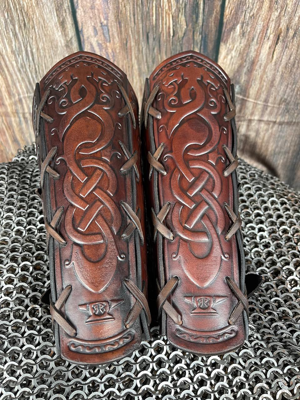 Viking Costume & LARP - Leather Viking Bracers: Ragnarok LARP Renfair Medieval Armor