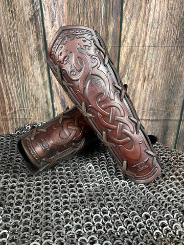 Viking Costume & LARP - Leather Viking Bracers: Ragnarok LARP Renfair Medieval Armor