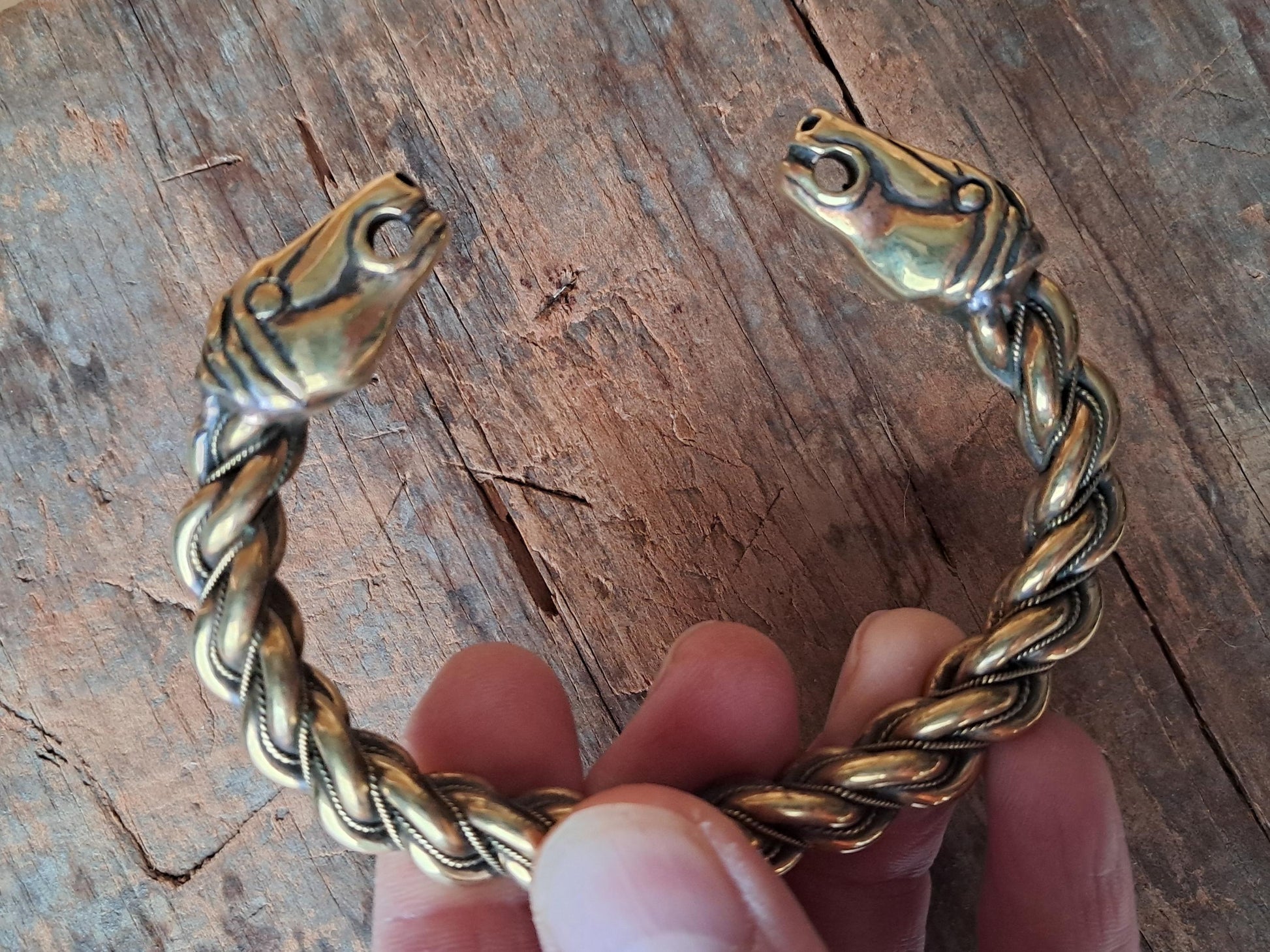 Viking Bracelet - Massive Viking Horse Head Gotland Hand-Woven Bracelet of Norse Warrior – Custom
