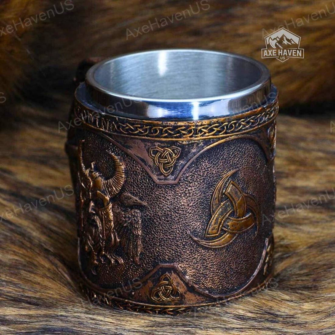 Viking Odin Mug - Custom Nordic Viking Mug with Raven & Dragon, Odin Tankard, Handmade Scandinavian