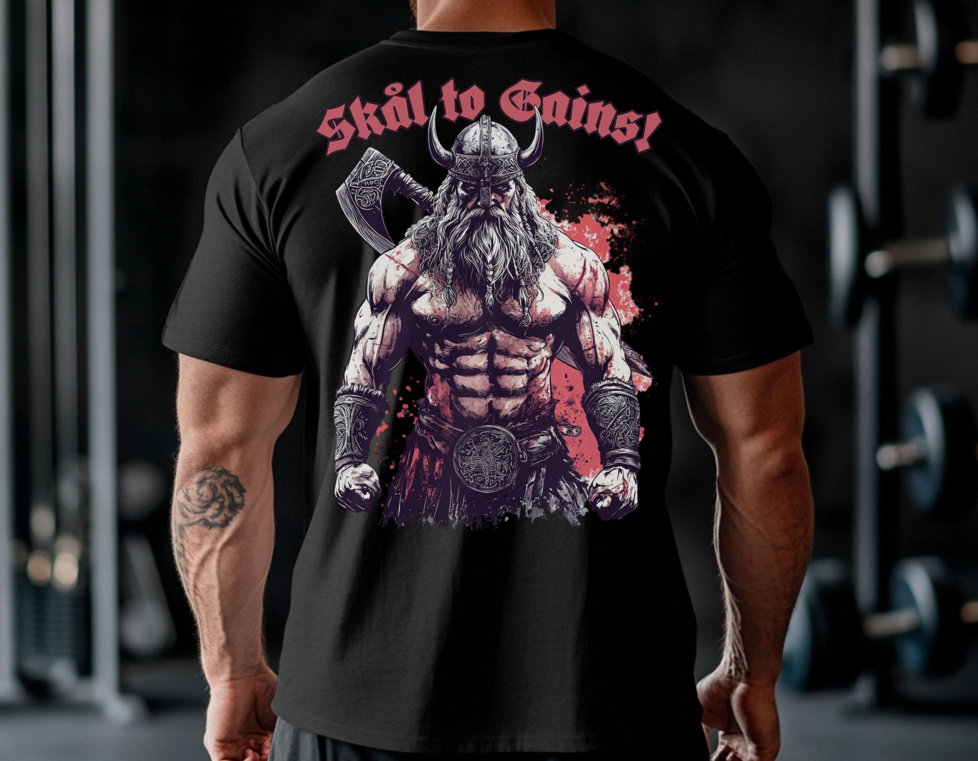 Viking T-Shirt - Viking Warrior Gym T-Shirt: Skål to Gains, Norse Motivation