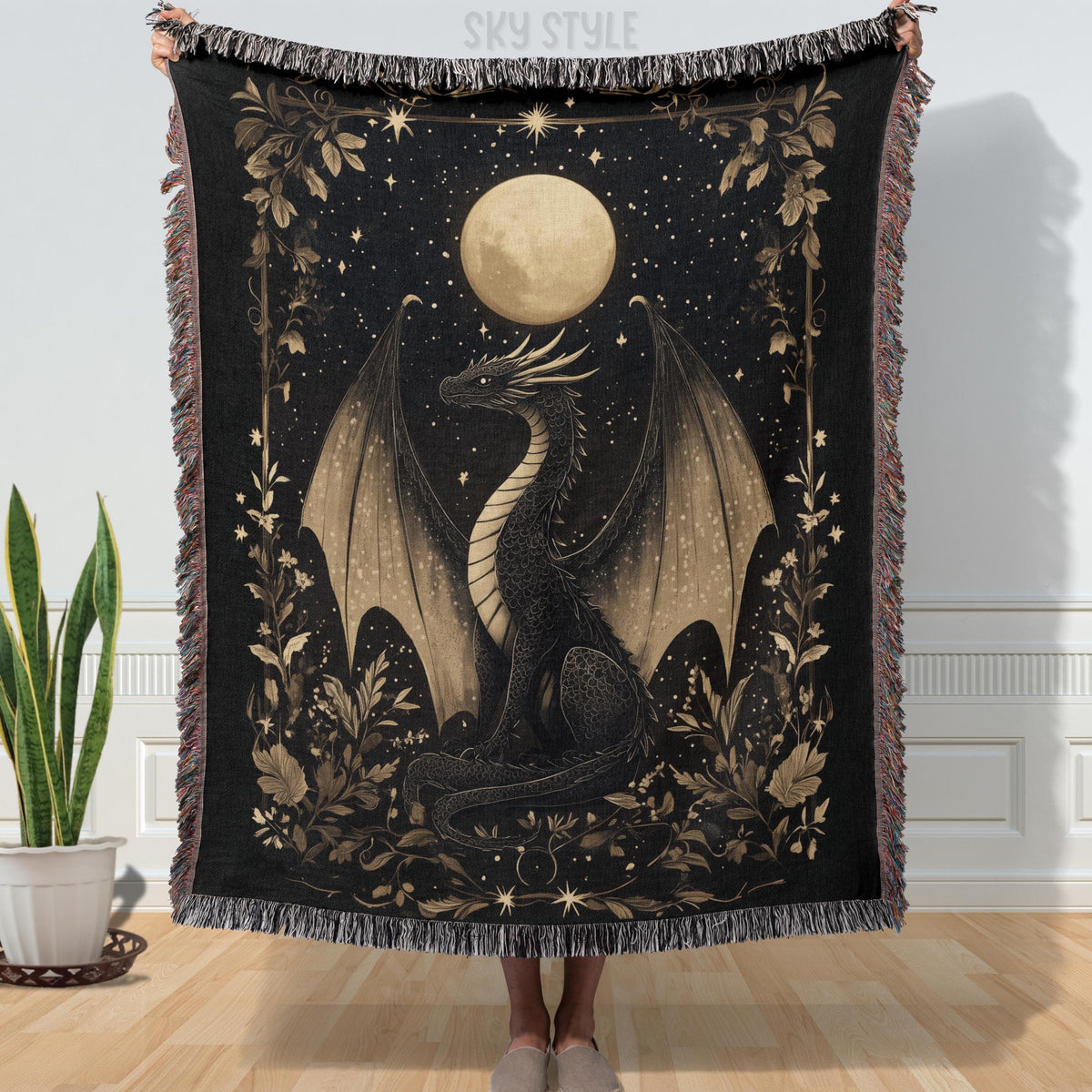 Viking Blanket - Scandinavian Aesthetic Viking Dragon Sherpa/Velvet Blanket - Unique Gift for