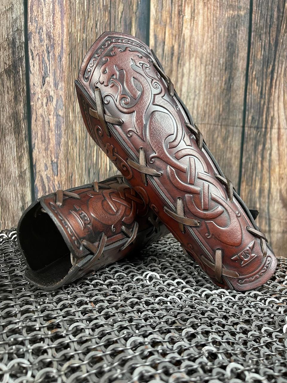 Viking Costume & LARP - Leather Viking Bracers: Ragnarok LARP Renfair Medieval Armor
