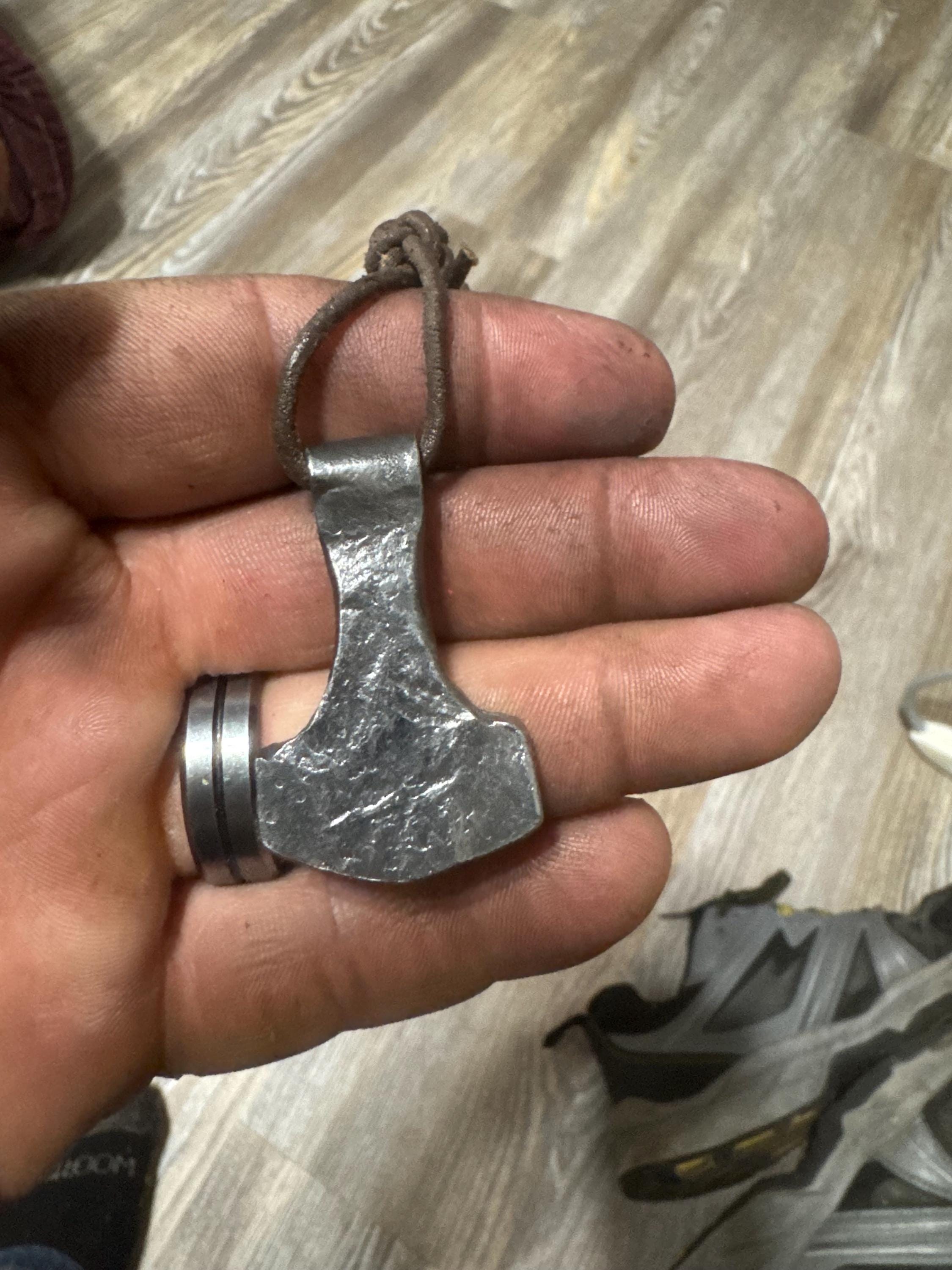 Viking Thor's Hammer Necklace - Gold Mjolnir Necklace with Wolf Heads, Viking Thor Hammer Pendant
