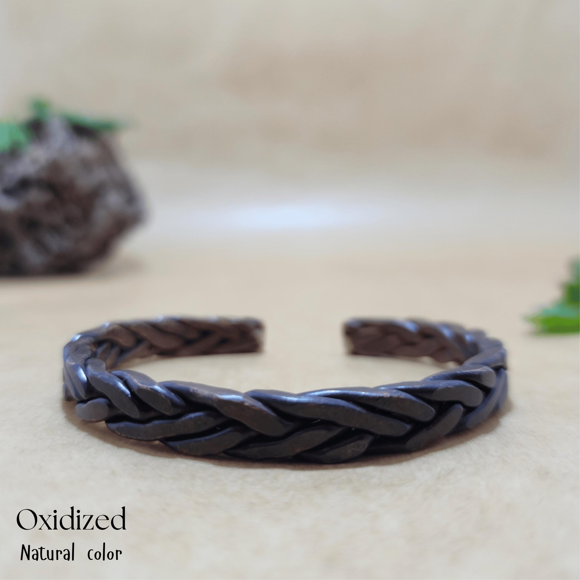 Viking Bracelet - Solace, Handforged Oxidized Copper Bracelet for Men, braided Viking Cuff Bangle