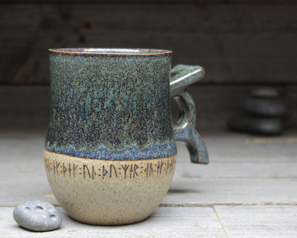 Viking Rune Mug - Large Viking Mug + 'I love you', 'Beloved kiss me' or the Viking Love Poem in