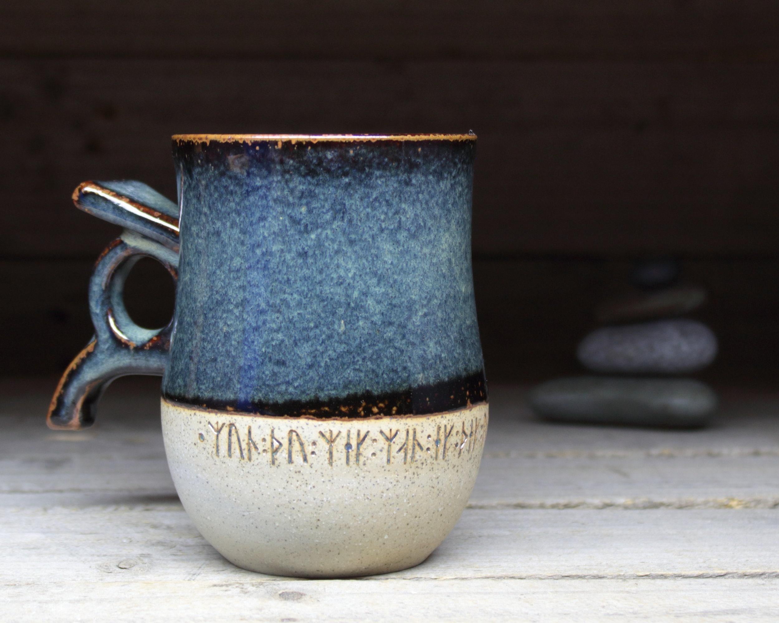 Viking Rune Mug - Large Viking Mug + 'I love you', 'Beloved kiss me' or the Viking Love Poem in