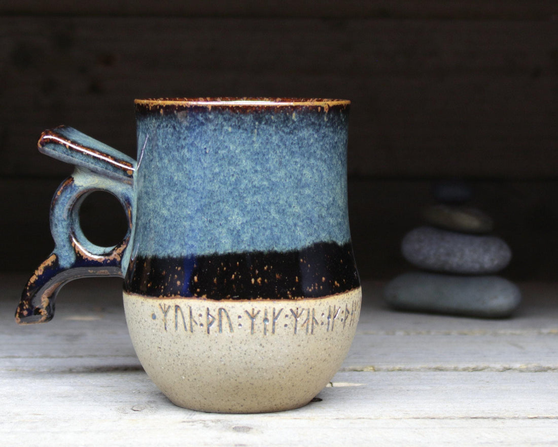 Viking Rune Mug - Large Viking Mug + 'I love you', 'Beloved kiss me' or the Viking Love Poem in