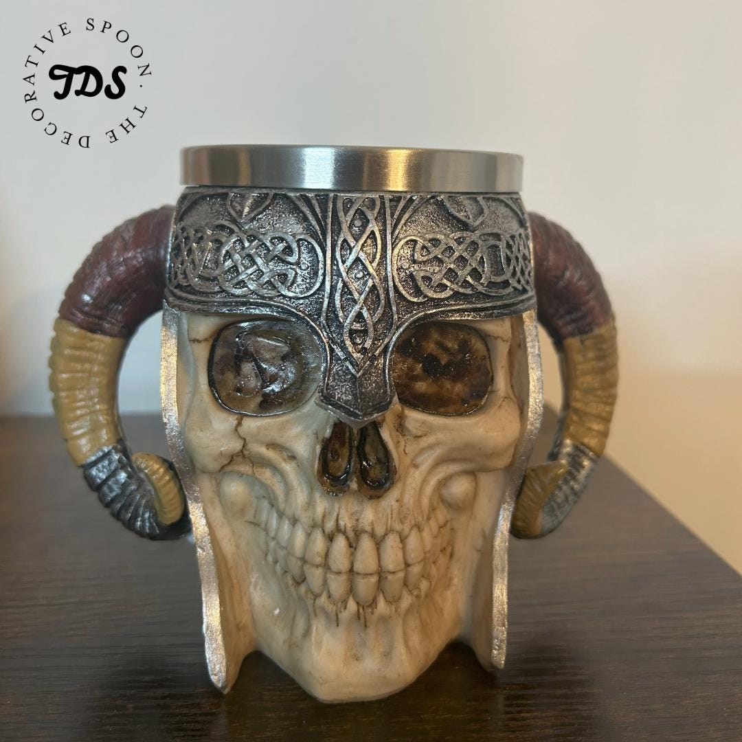 Viking Mug - Viking Horned Skull Warrior Tankard Mug For your favorite Drink