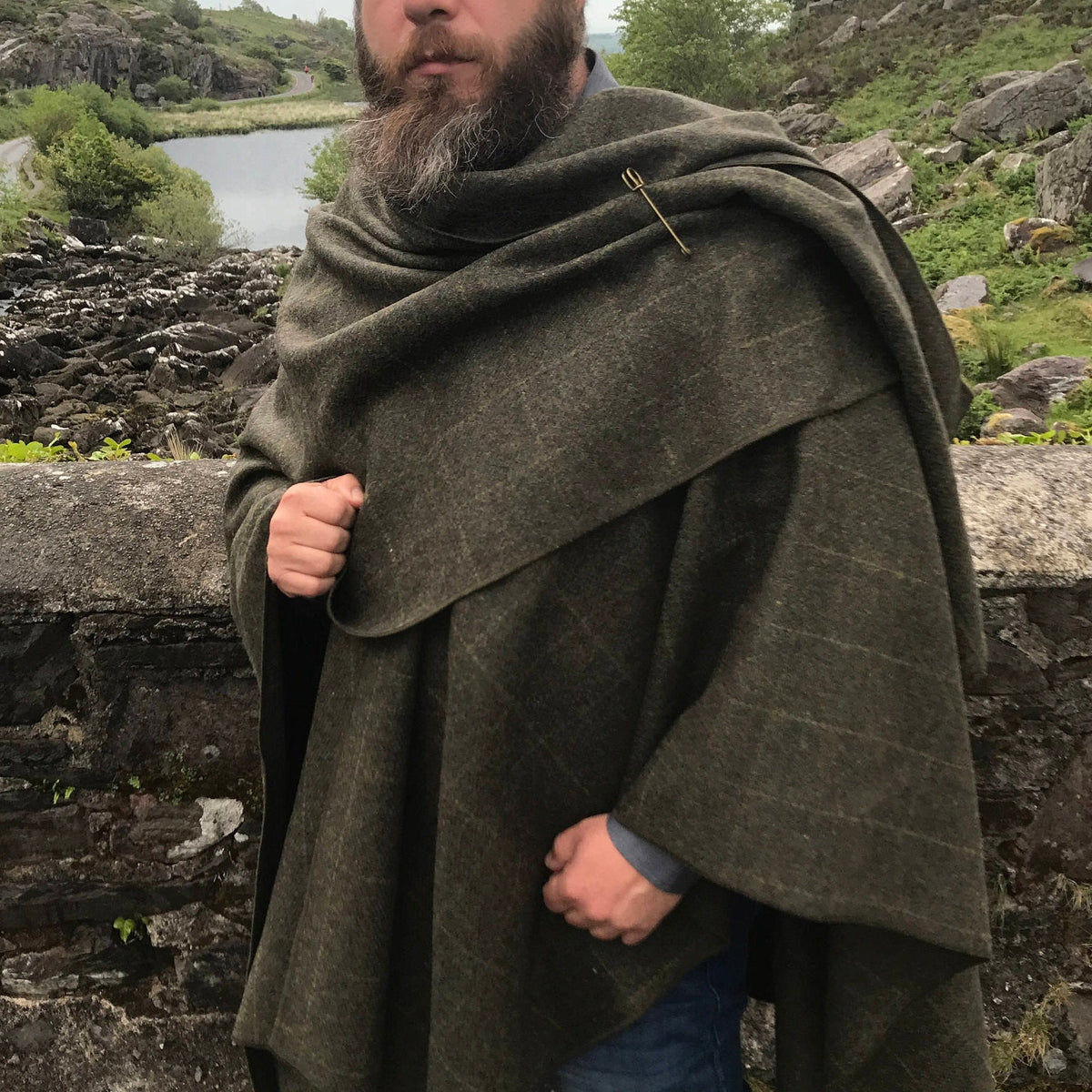 Viking Jacket - Dark Green Leather Hooded Poncho, Medieval Fantasy Cape, Viking Cloak, Renaissance