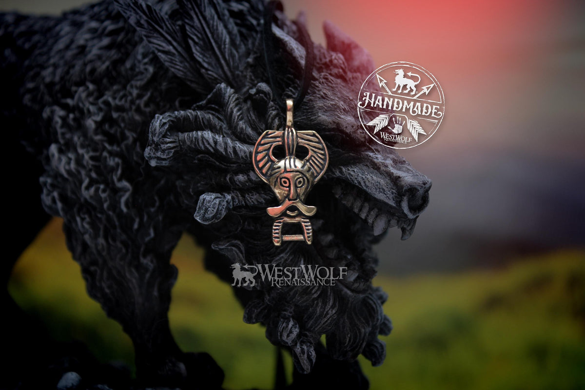 Viking Raven Necklace - Raven Head Viking Chain: Bronze Norse Necklace Replica
