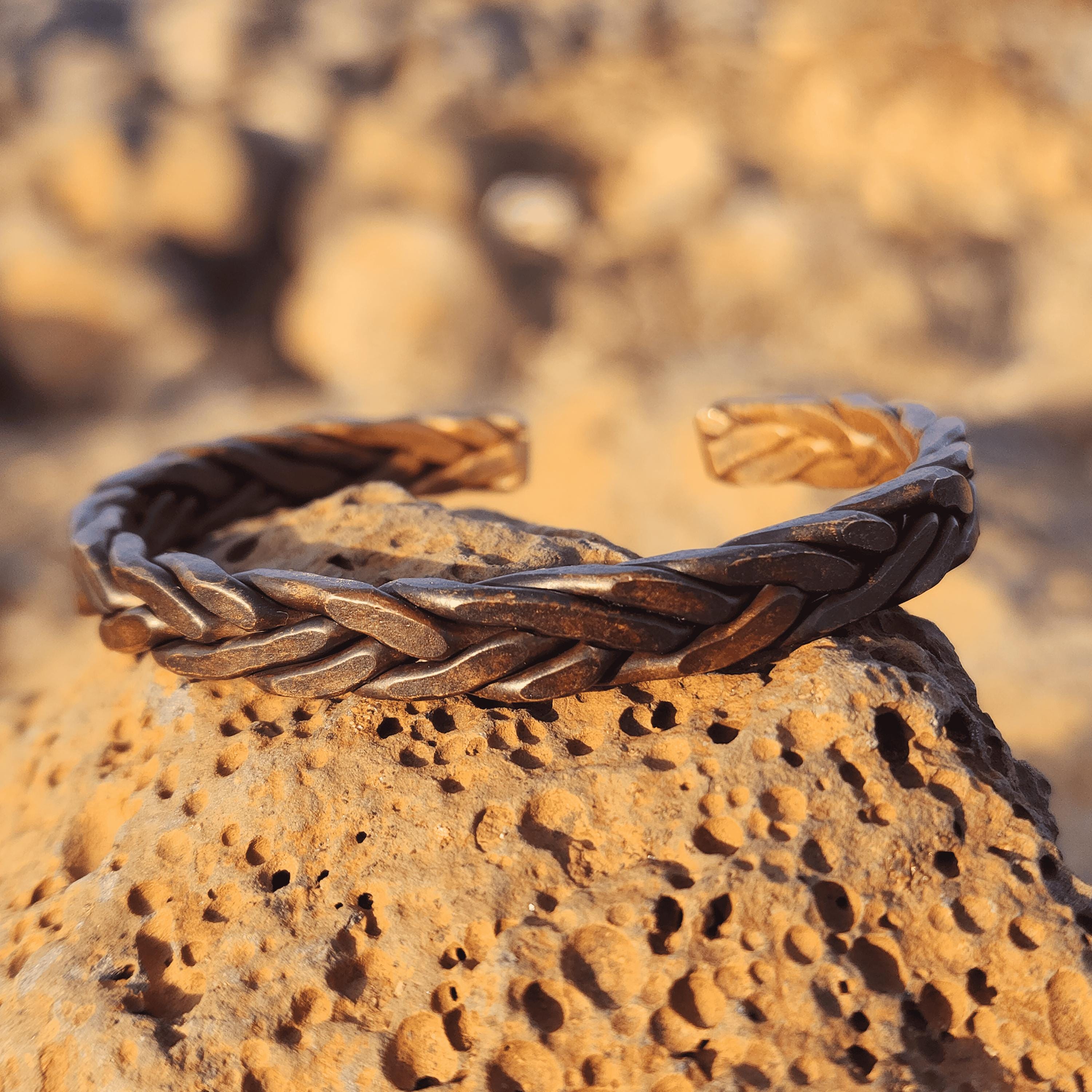 Viking Bracelet - Solace, Handforged Oxidized Copper Bracelet for Men, braided Viking Cuff Bangle
