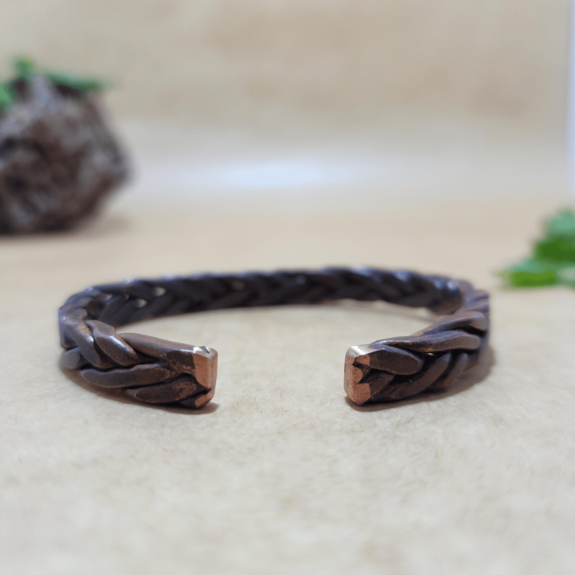 Viking Bracelet - Solace, Handforged Oxidized Copper Bracelet for Men, braided Viking Cuff Bangle