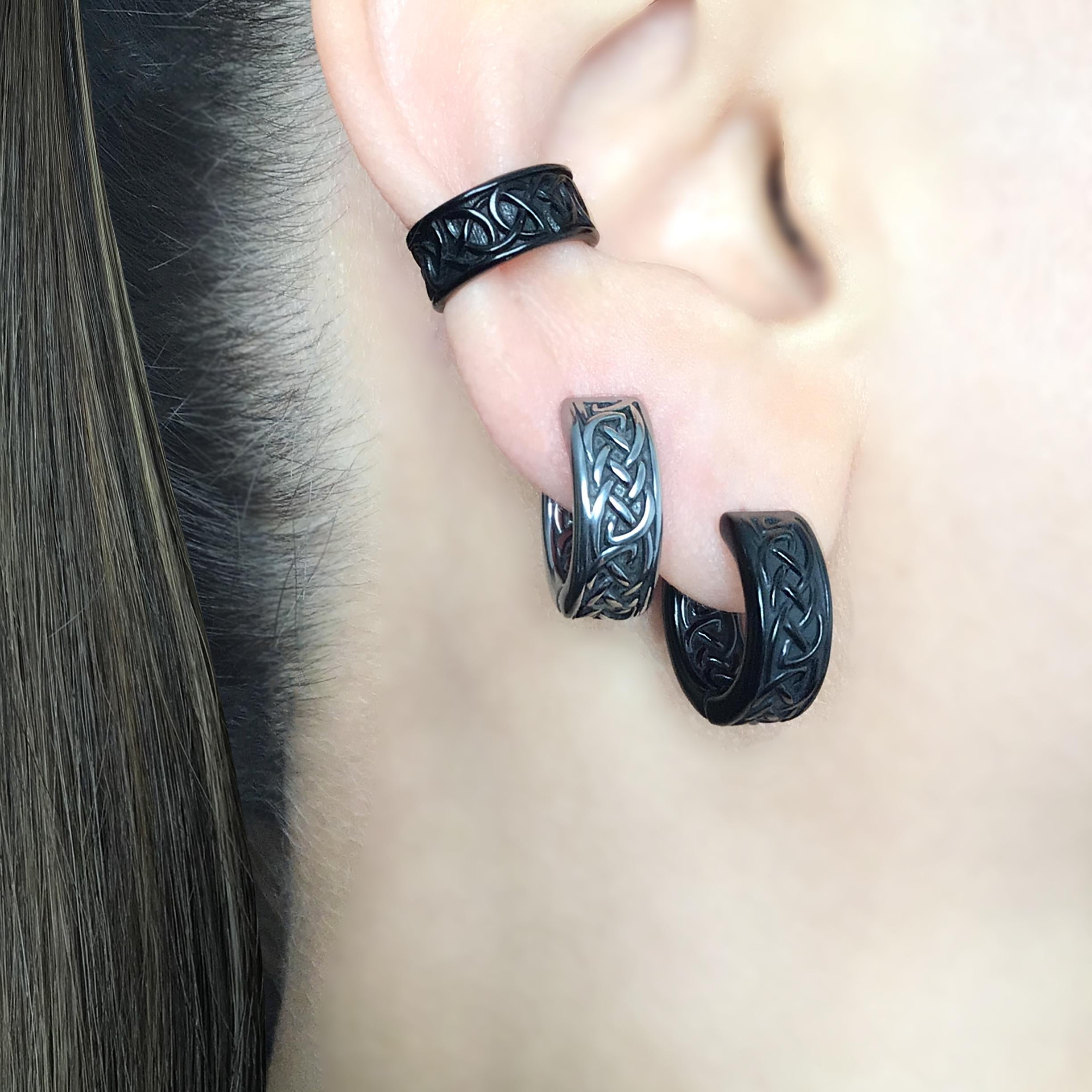 Viking Jewelry Accessory - Celtic braid hoop earrings, 8mm and 11 mm hoops, Viking earrings