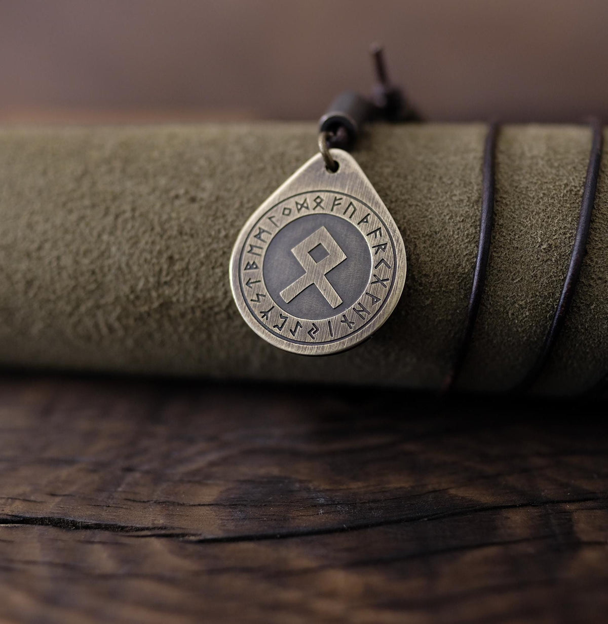 Viking Vegvisir Compass Necklace - Brass Vegvisir Pendant - Norse Viking Compass Necklace