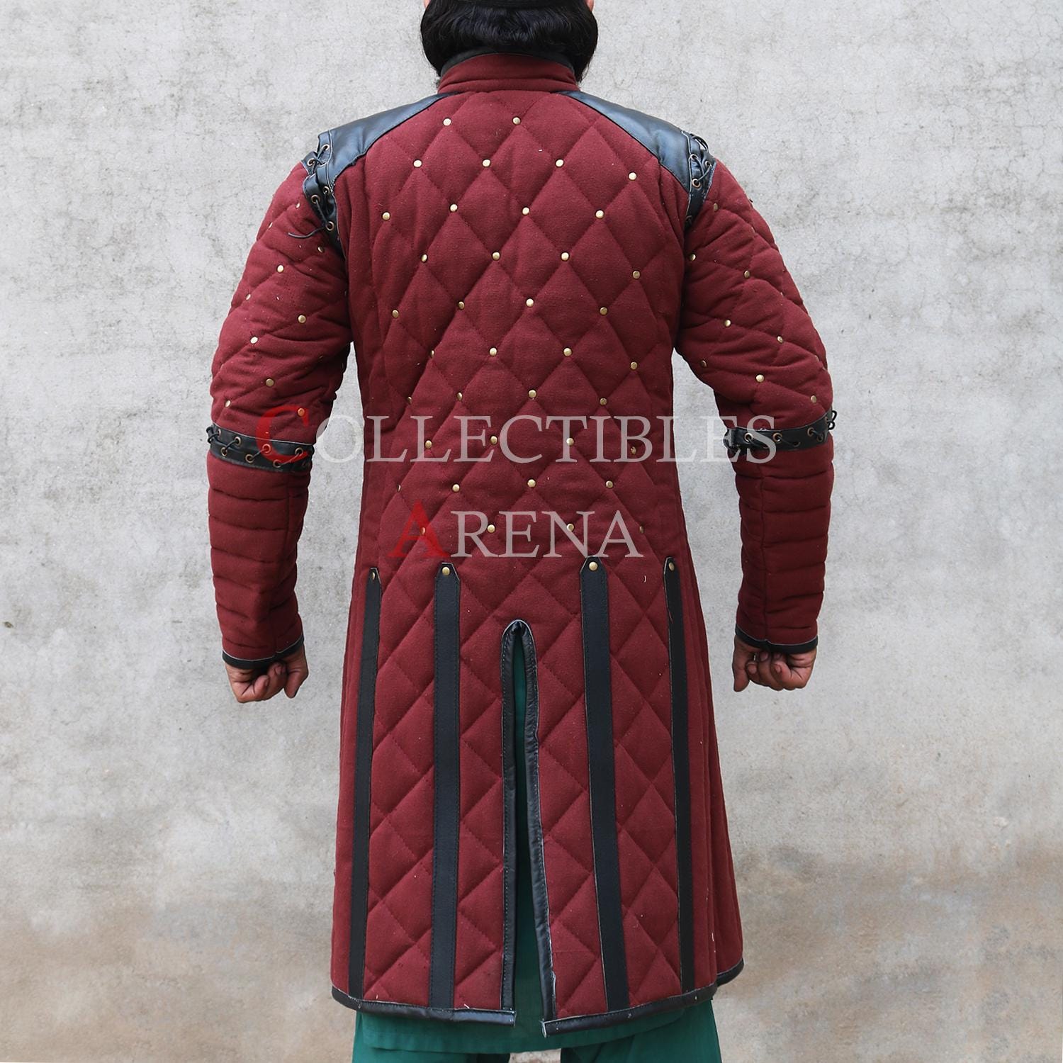 Viking Costume & LARP - Medieval Viking Gambeson with Leather Reinforcement for Ren Faire