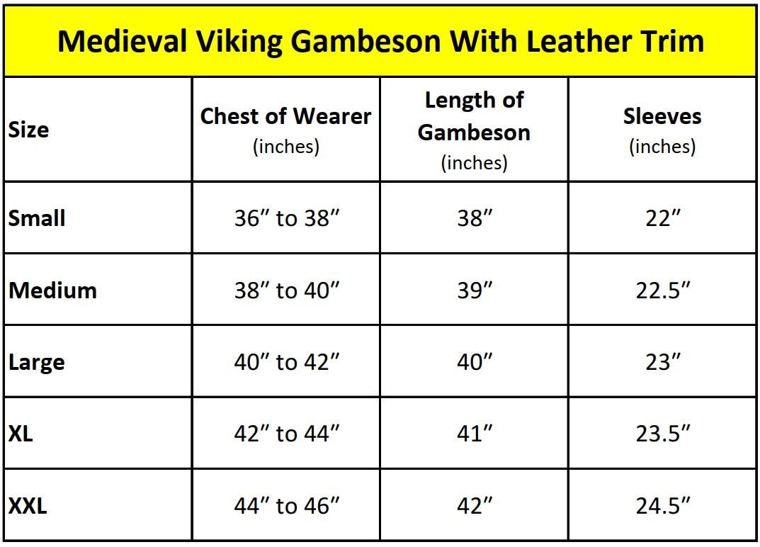 Viking Costume & LARP - Medieval Viking Gambeson with Leather Reinforcement for Ren Faire