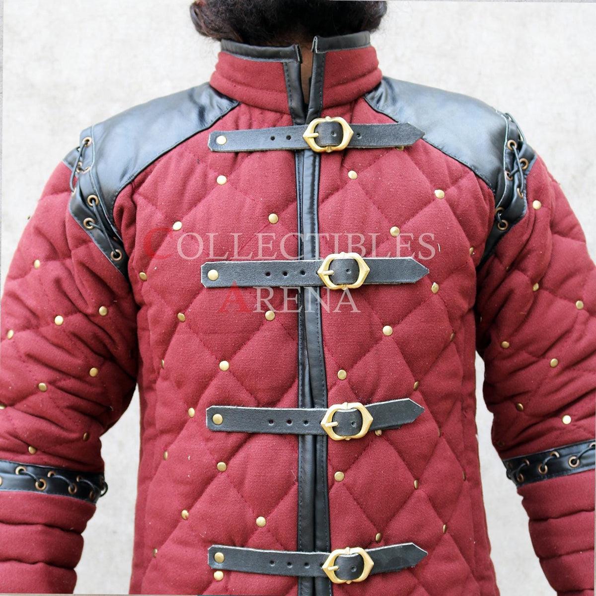 Viking Costume & LARP - Medieval Viking Gambeson with Leather Reinforcement for Ren Faire
