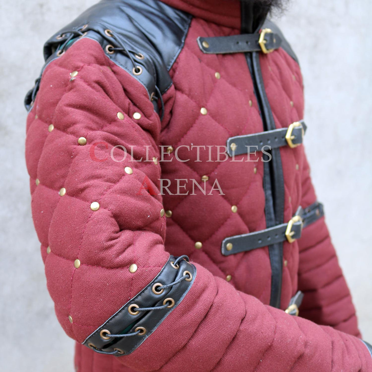 Viking Costume & LARP - Medieval Viking Gambeson with Leather Reinforcement for Ren Faire