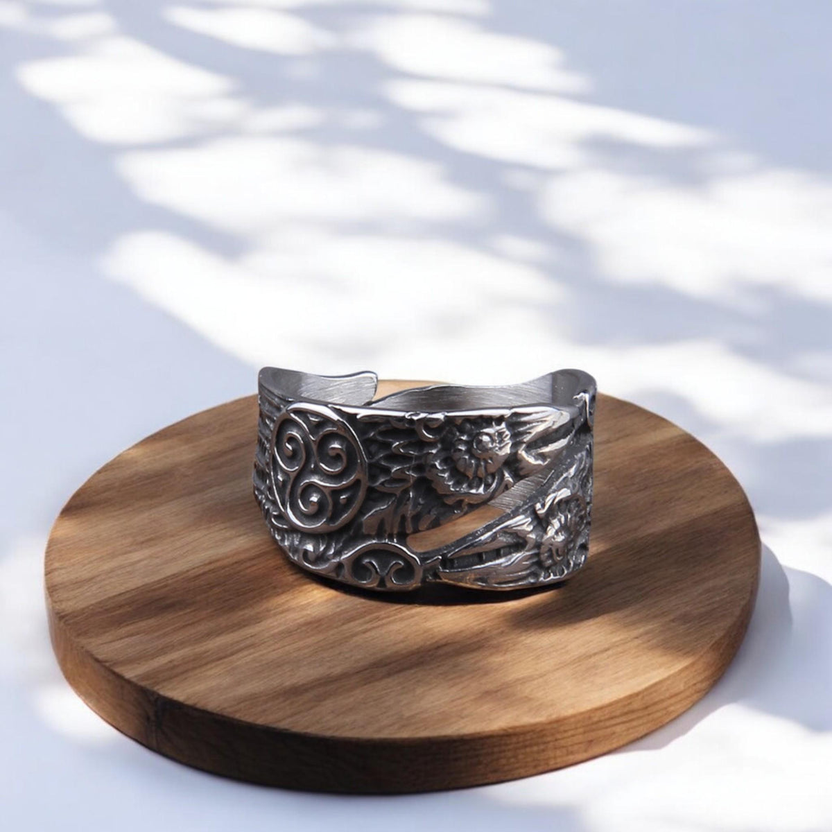 Viking Raven Ring with Runes