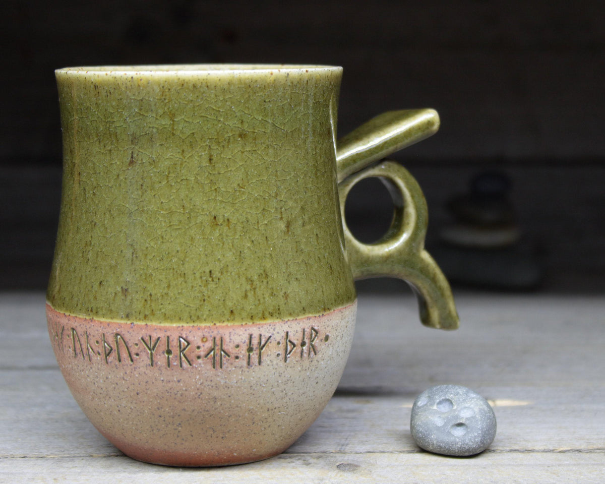 Viking Rune Mug - Large Viking Mug + 'I love you', 'Beloved kiss me' or the Viking Love Poem in