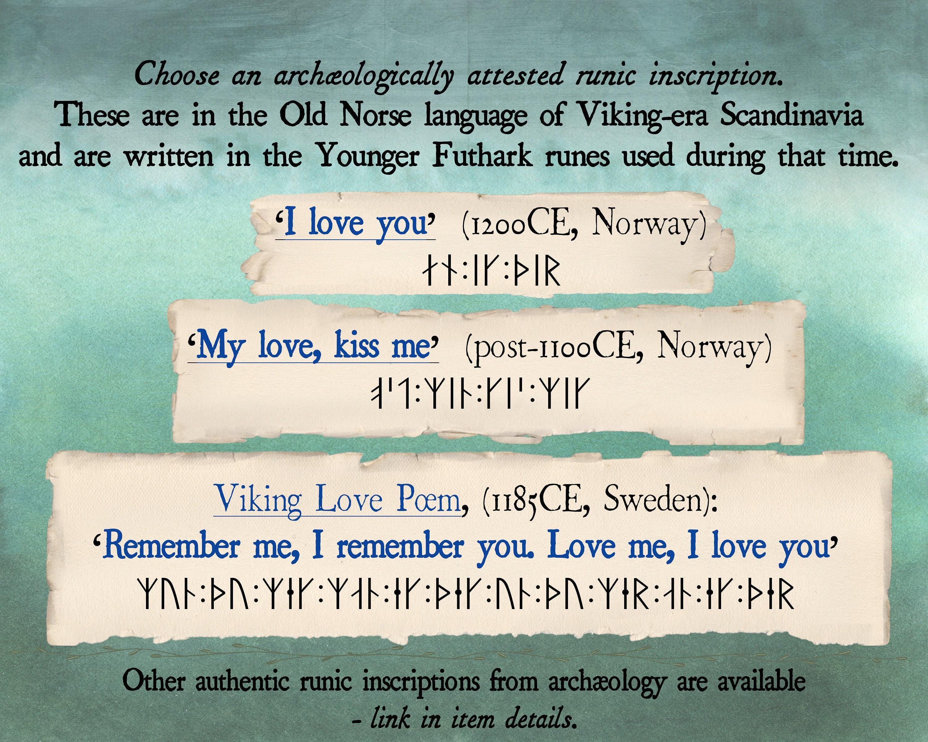 Viking Rune Mug - Large Viking Mug + 'I love you', 'Beloved kiss me' or the Viking Love Poem in